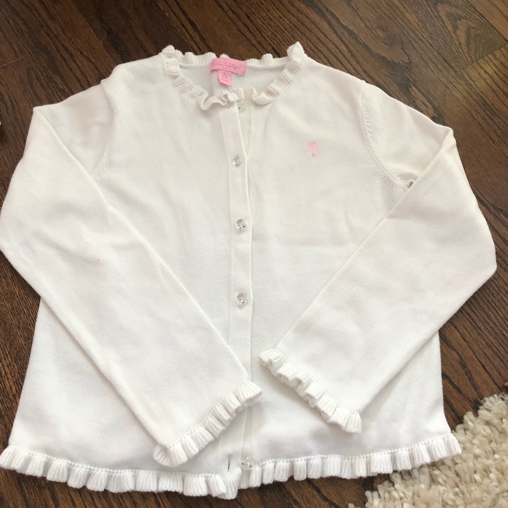 Lilly Pulitzer white ruffle cardigan